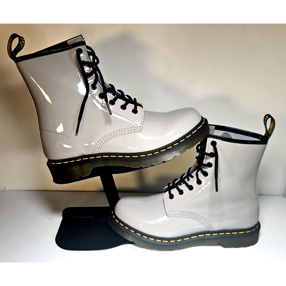 Dr. Martens 1460 Zinc Gray Lamper Patent Leather Women's Boot Size 10-27635 NEW - Picture 1 of 6